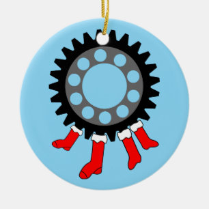 Mechanical Gear Christmas Stockings Ceramic Ornament
