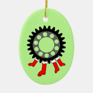 Mechanical Gear Christmas Stockings Ceramic Ornament
