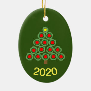 Mechanical Gear Christmas Tree Ceramic Ornament