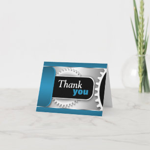 Mechanical Gears Blue custom Thank You Card
