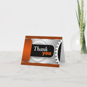 Mechanical Gears Orange custom Thank You Card