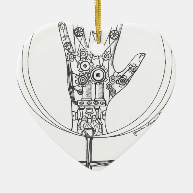Mechanical Hand Ceramic Ornament (Front)