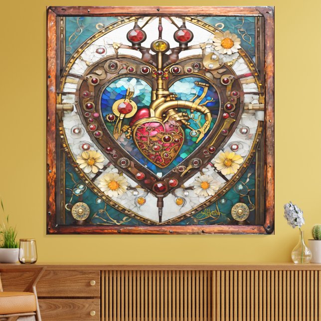 Mechanical Heart Anatomical Steampunk Series Canvas Print (Insitu(LivingRoom))