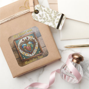 Mechanical Heart Anatomical Steampunk Series Square Sticker