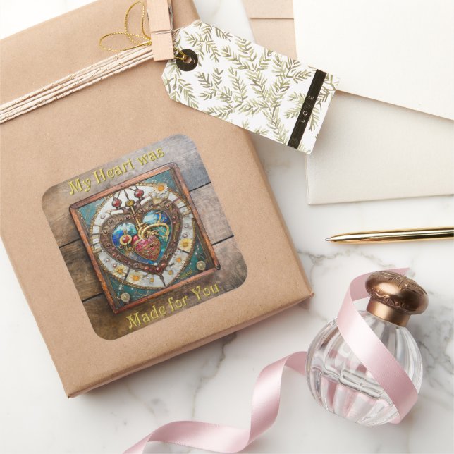 Mechanical Heart Anatomical Steampunk Series Square Sticker (Gifting)