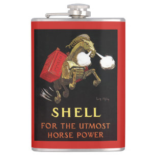 Mechanical Horse with Shell Oil Hip Flask