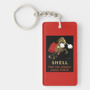 Mechanical Horse with Shell Oil Keychain