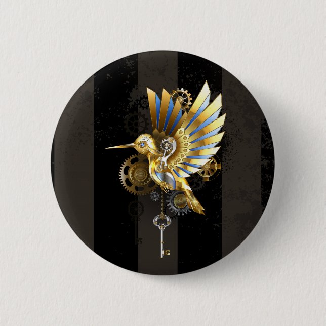 Mechanical Hummingbird 2 Inch Round Button (Front)