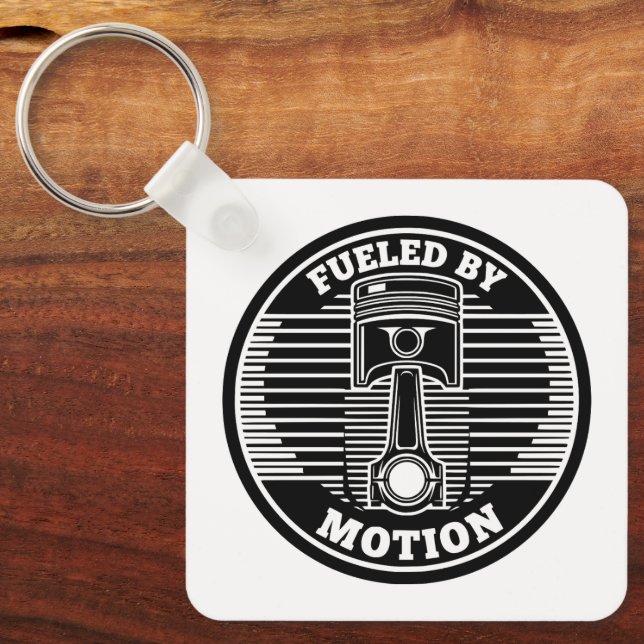 Mechanical Kinetic Piston Circular Mark Keychain (Front)