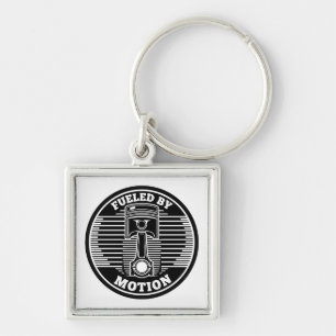 Mechanical Kinetic Piston Circular Mark Keychain