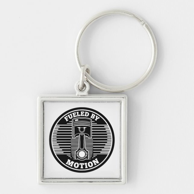 Mechanical Kinetic Piston Circular Mark Keychain (Front)