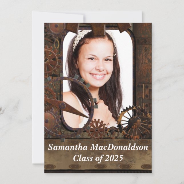 Mechanical machinery photo graduation invitation (Front)