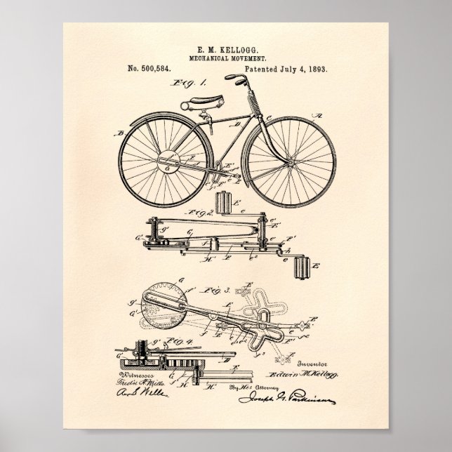 Mechanical Movement 1893 Patent Art Old Peper Poster (Front)
