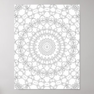 Mechanical Petal Rings Coloring Page Pattern Art Poster