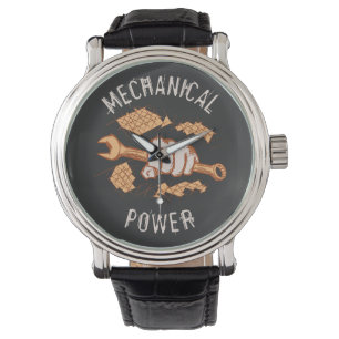 Mechanical Power. Screw Wrench in Hand/Fist Watch