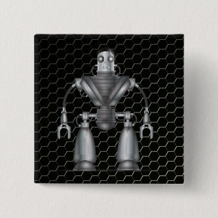 Mechanical Robot Cartoon 2 Inch Square Button