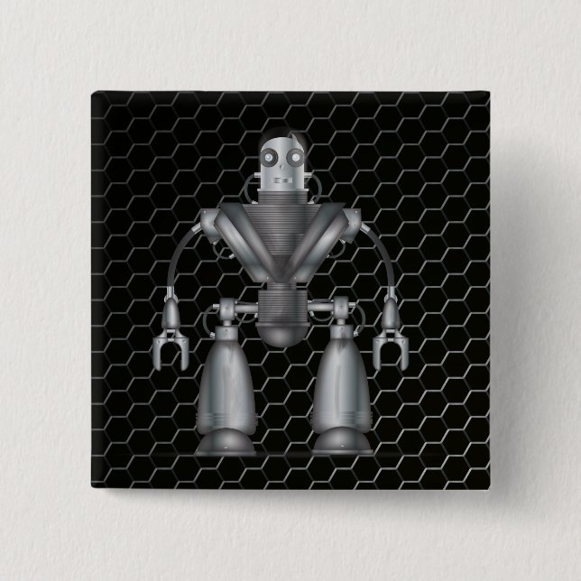 Mechanical Robot Cartoon 2 Inch Square Button (Front)