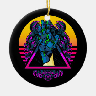 Mechanical Robotic Hand Modern Artwork   Ceramic Ornament