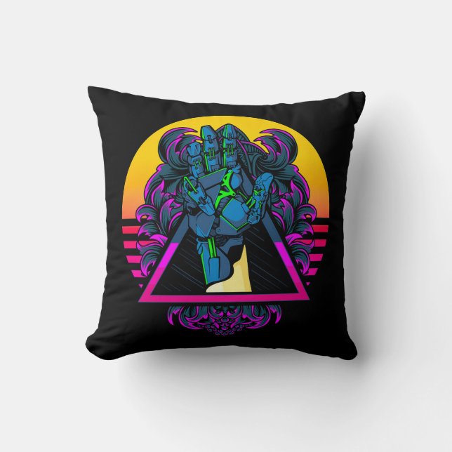 Mechanical Robotic Hand Modern Artwork | Throw Pillow (Front)