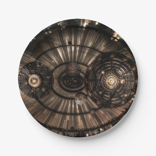 Mechanical Steampunk Zodiac Constellations Paper Plate (Front)