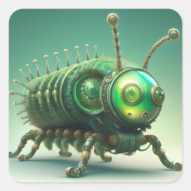 Mechanical technical caterpillar. square sticker (Front)