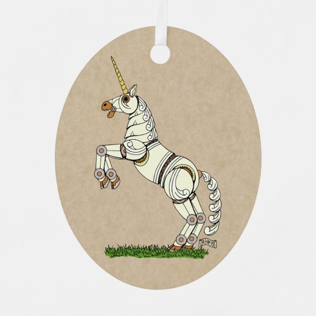 Mechanical Unicorn Metal Ornament (Front)