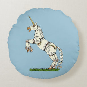 Mechanical Unicorn Round Pillow