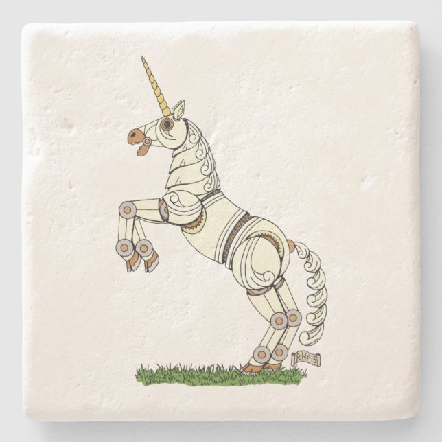 Mechanical Unicorn Stone Coaster (Front)