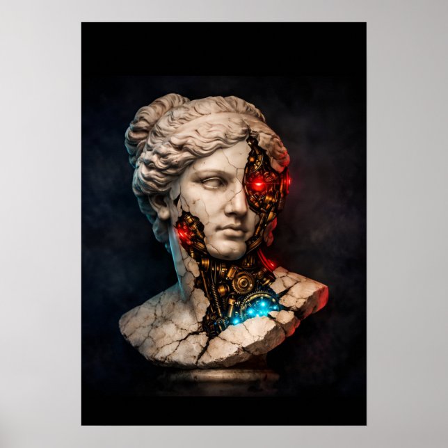Mechanical Venus: Cyberpunk Statue Art Poster (Front)