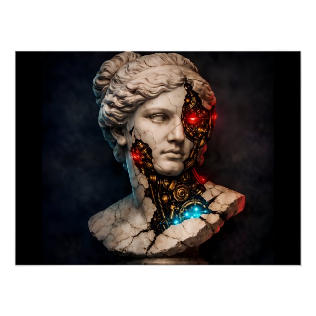 Mechanical Venus: Cyberpunk Statue Art Poster (Front)