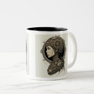 Mechanical Woman Two-Tone Mug, 11 oz  Coffee Mug