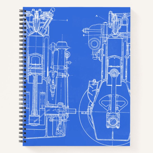 Mechanichal Drawing Blueprint Engineer Engineering Notebook (Front)