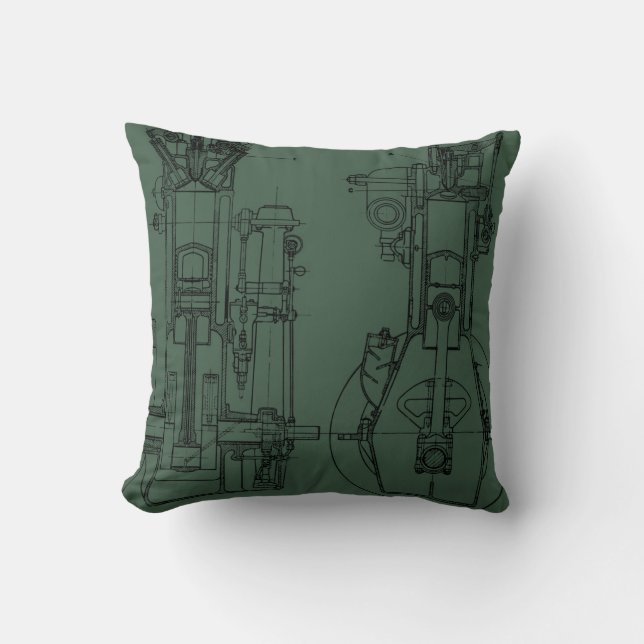 Mechanichal Drawing Blueprint Engineer Engineering Throw Pillow (Front)