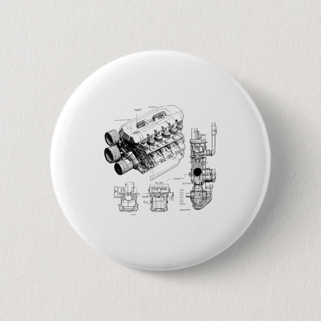 Mechanics Car Enthusiast Men Engine Eces  2 Inch Round Button (Front)