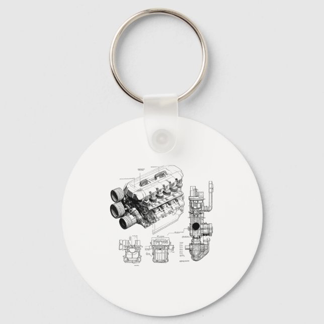 Mechanics Car Enthusiast Men Engine Eces  Keychain (Front)