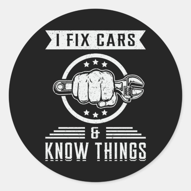 Mechanics Car Mechanic Car Engine Funny Gift Idea Classic Round Sticker (Front)