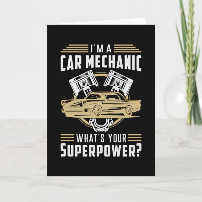 Mechanics Car Mechanic Car Engine Retro Funny Gift Card (Front)