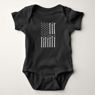 MECHANICS FLAG US FLAG Car Guy Proud Mechanic Baby Bodysuit
