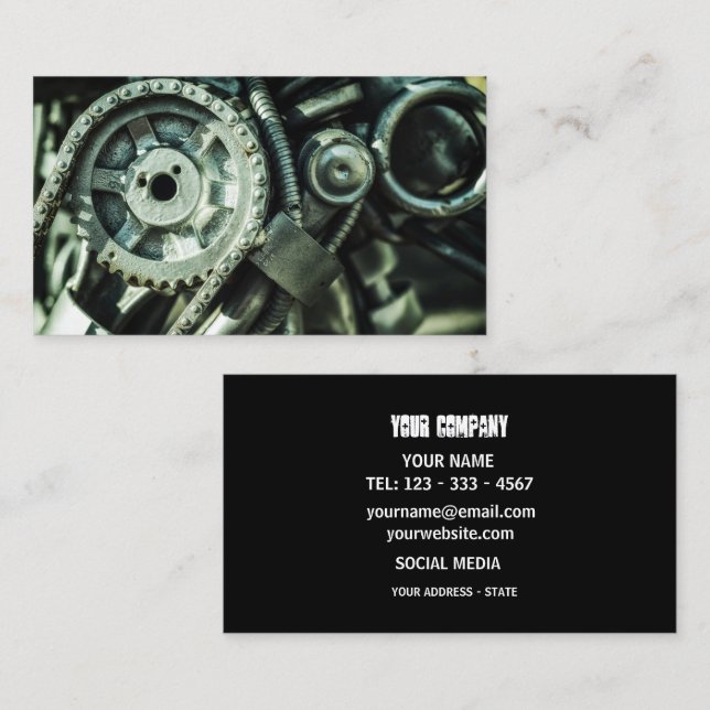 Mechanics Machine Worker Business Card (Front/Back)
