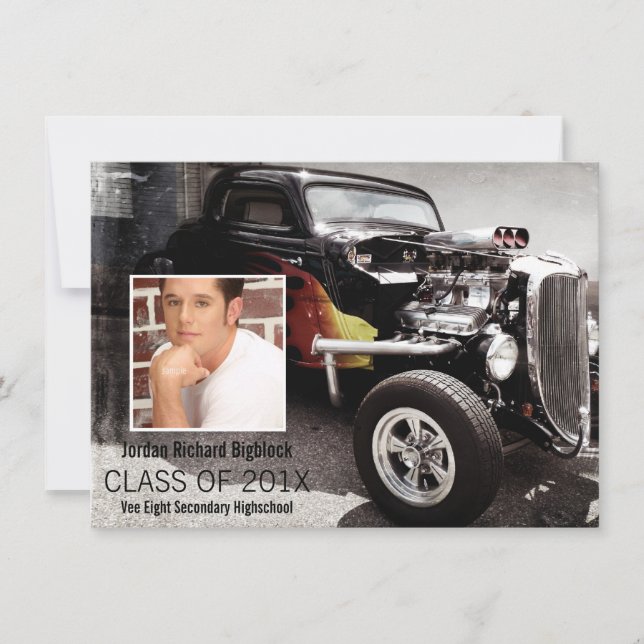 Mechanics Student V8 Emblem Photo Grad Announcement (Front)