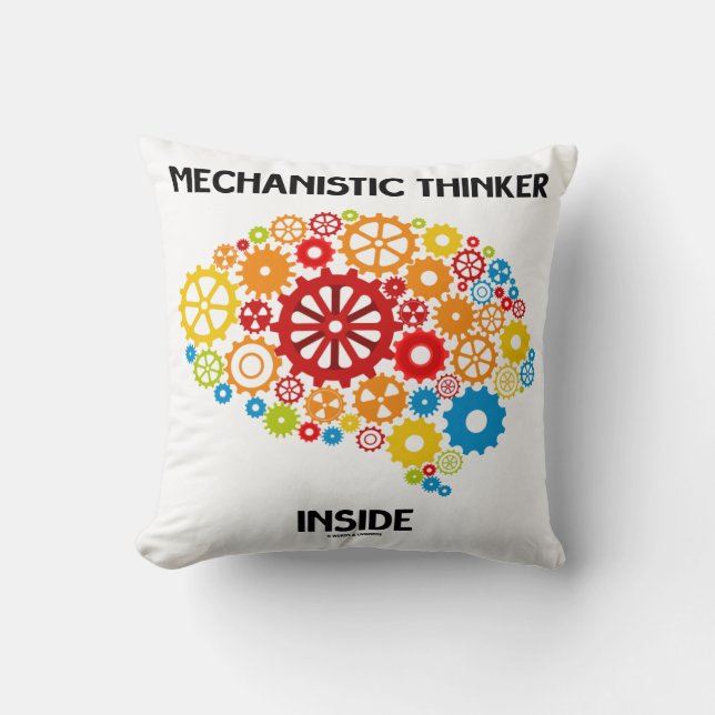 Mechanistic Thinker Inside (Gears Brain) Throw Pillow (Front)