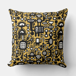 Mechanoid World - B&W with Amber efc050 Throw Pillow