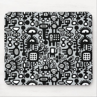 Mechanoid World - Black and White with Grey c6cbcc Mouse Pad