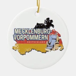 Mecklenburg-Western Pomerania Vinateg Map Germany Ceramic Ornament