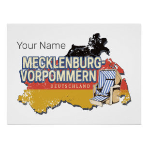 Mecklenburg-Western Pomerania Vinateg Map Germany Poster