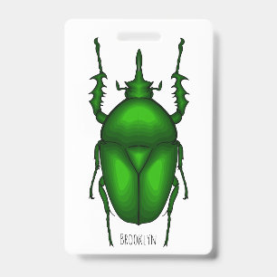 Mecynorhina torquata bug cartoon illustration badge