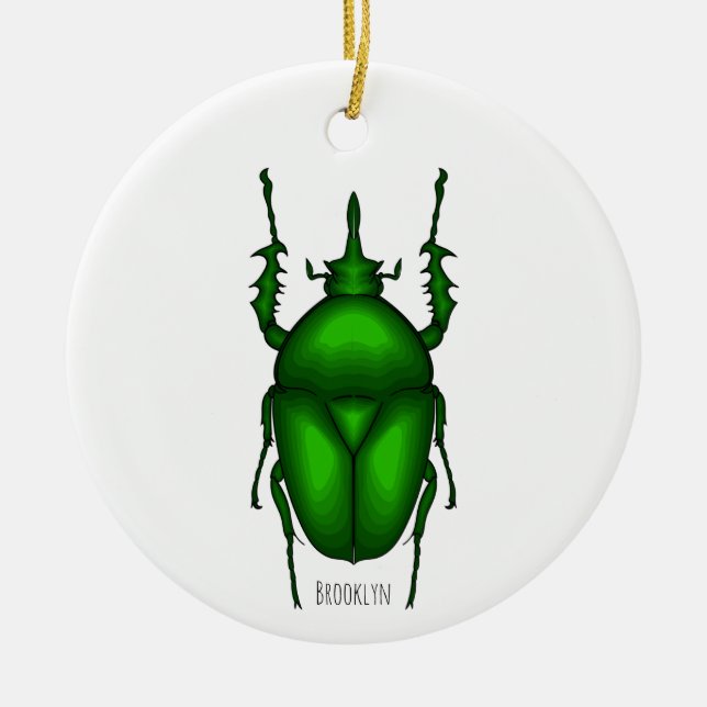 Mecynorhina torquata bug cartoon illustration ceramic ornament (Front)
