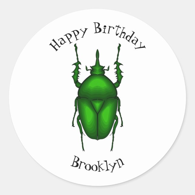 Mecynorhina torquata bug cartoon illustration  classic round sticker (Front)
