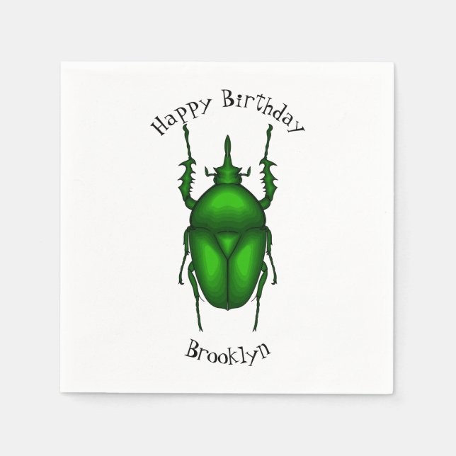 Mecynorhina torquata bug cartoon illustration  napkin (Front)