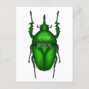 Mecynorhina torquata bug cartoon illustration postcard